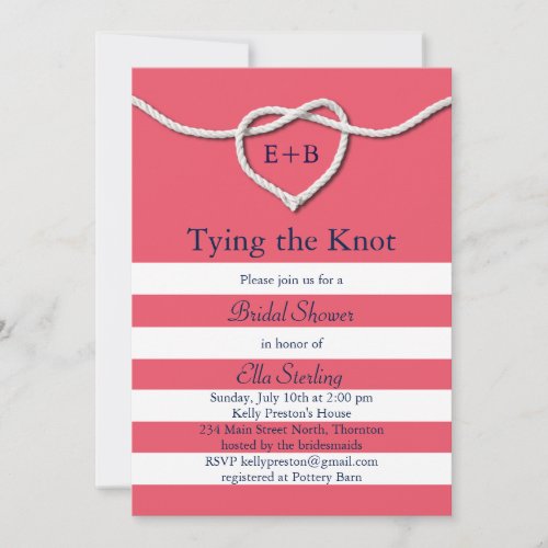 Tying the Knot Coral Bridal Shower Invite