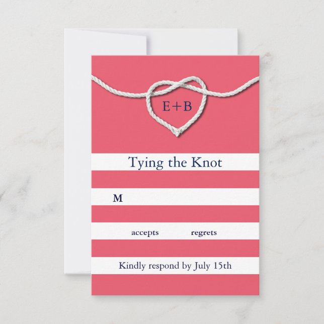 Tying the Knot Coral RSVP Card (Front)