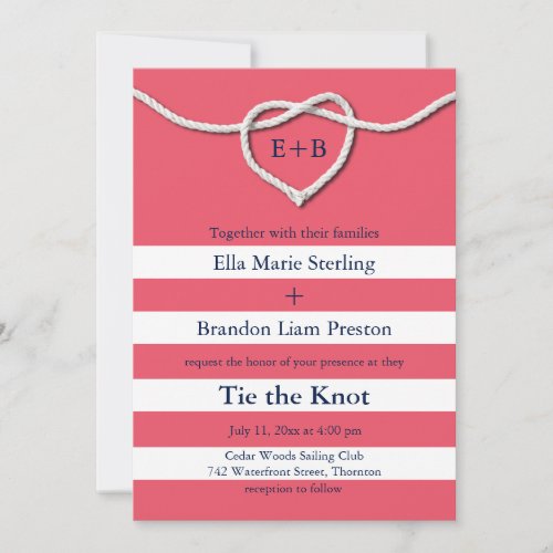 Tying the Knot Coral Wedding Invitation