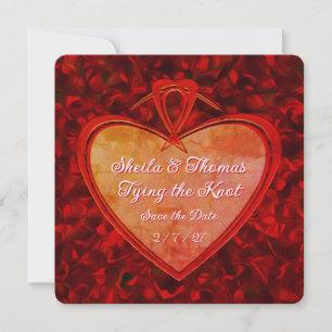Tying the Knot Distressed Red Heart Rose Petals Save The Date