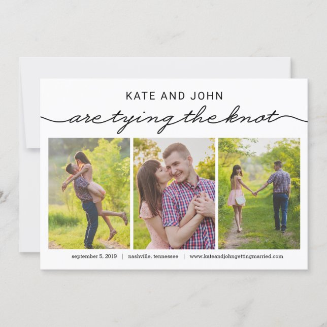Tying The Knot EDITABLE COLOR Save The Date Card (Front)