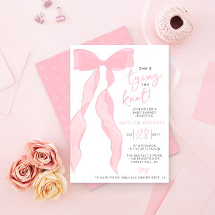 Tying The Knot Elegant Pink Bow Bridal Shower Invitation