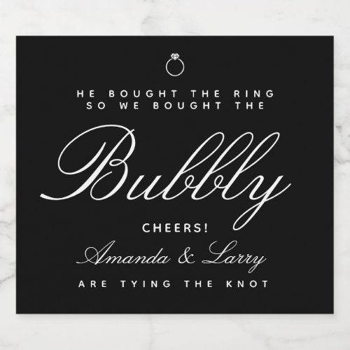 Tying The Knot Engagement Sparkling Wine Label