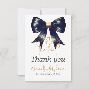 Tying the Knot Gold Black Bow Bridal Shower Thank You Card