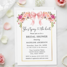 Tying the Knot Heart Pink Bow Roses Bridal Shower