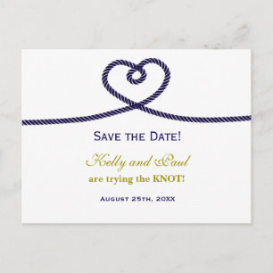 TYING THE KNOT Heart Rope Wedding Date Postcard
