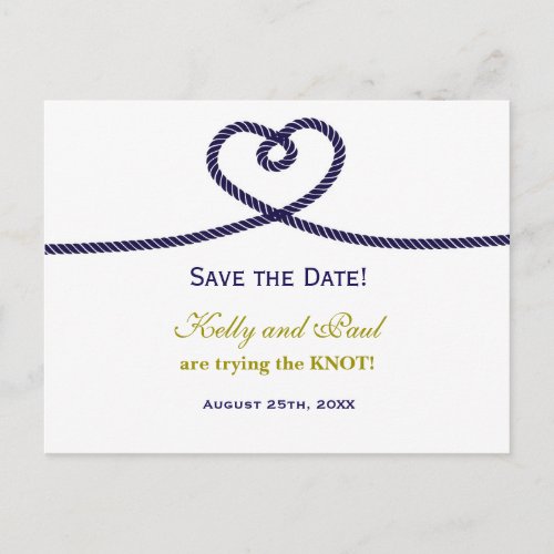 TYING THE KNOT Heart Rope Wedding Date Postcard