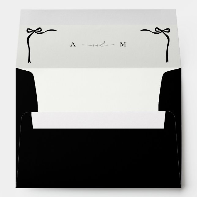 Tying the Knot Ivory & Black Bow Wedding Envelope (Back (Bottom))