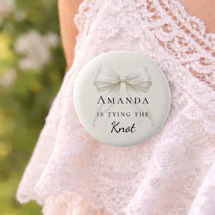 Tying the knot ivory bow pearls Bachelorette Button
