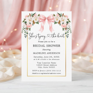 Tying the Knot Magnolias Roses Bow Bridal Shower Invitation
