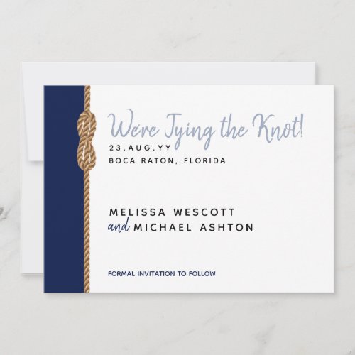 Tying the Knot Minimalist Nautical Save the Date