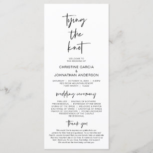 Tying the knot, Modern Minimalist Wedding Program