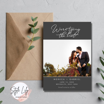 Tying The Knot Modern Photo Wedding Save The Date Announcement by stylelily at Zazzle