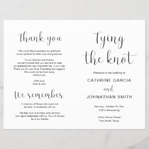 Tying the knot, Modern Wedding Foldable Program