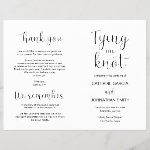 Tying the knot, Modern Wedding Foldable Program