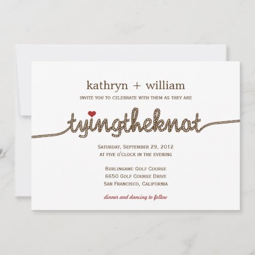 Tying the Knot Modern Wedding Invitation