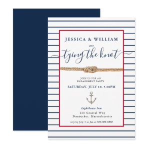 Tying the knot nautical Engagement party  Invitation