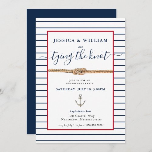 Tying the knot nautical Engagement party  Invitation