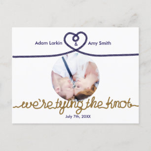 TYING THE KNOT Nautical Save Date Photo Postcard