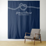 Tying The Knot Navy Blue Summer Wedding Backdrops at Zazzle