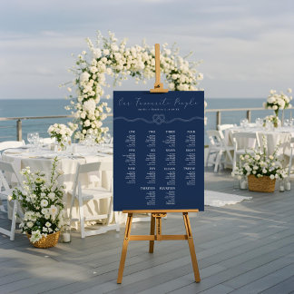 Tying the Knot Navy Nautical Wedding Seating Chart Foam Board