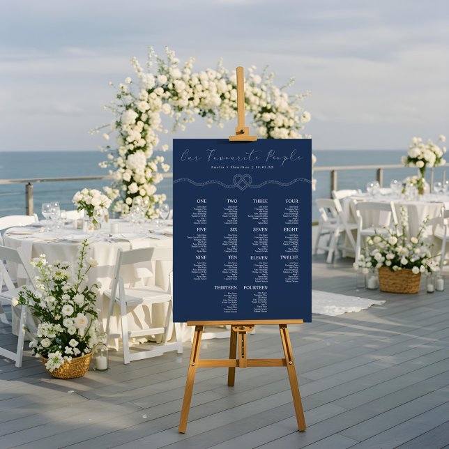 Tying the Knot Navy Nautical Wedding Seating Chart Foam Board (Tying the Knot Navy Nautical Wedding Seating Chart Foam Board)