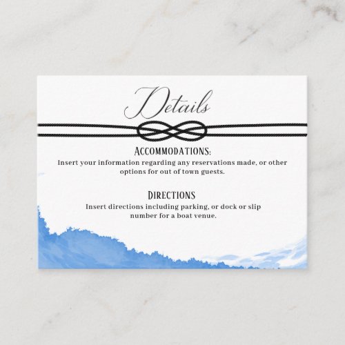Tying the Knot on the Yacht Ocean Blue Watercolor  Enclosure Card