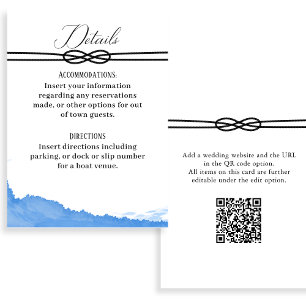 Tying the Knot on the Yacht Ocean Blue Watercolor Enclosure Card