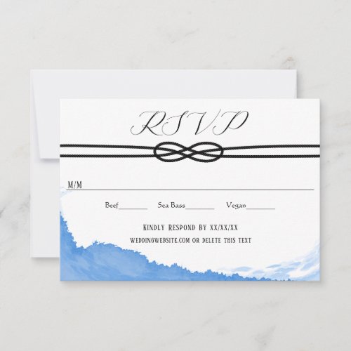 Tying the Knot on the Yacht Ocean Blue Watercolor  RSVP Card