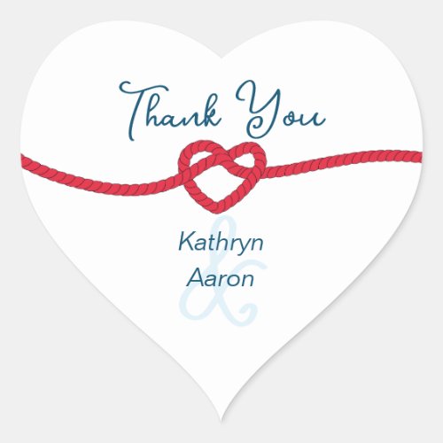 Tying the Knot Personalized Thank You Heart Sticker
