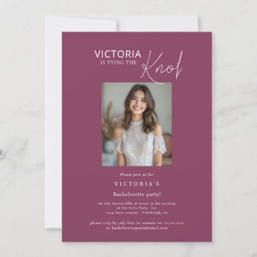 tying the knot photo Bachelorette Party Invitation