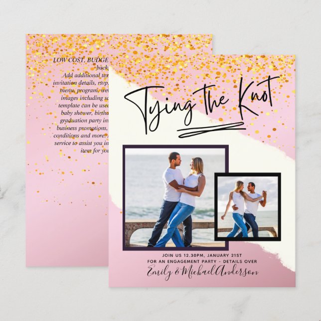 Tying The Knot - Photo Engagement Party Invitation (Front/Back)