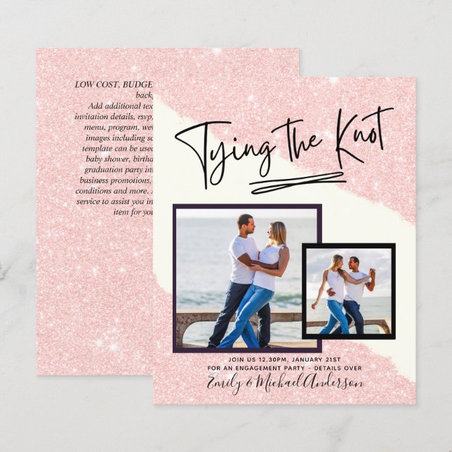 Tying The Knot - Photo Engagement Party Invitation (Front/Back)