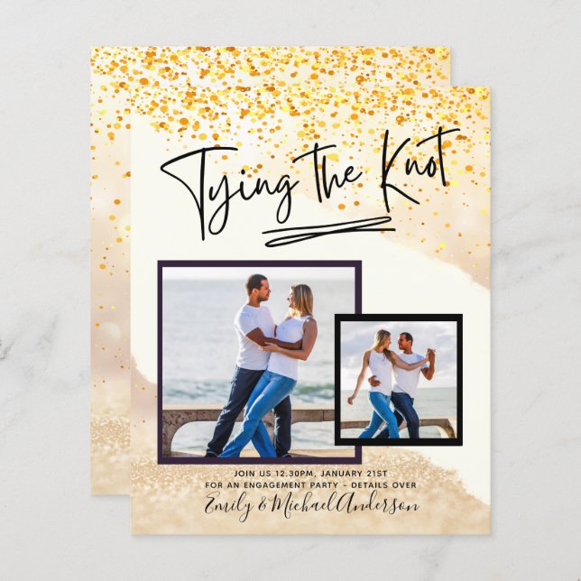 Tying The Knot - Photo Engagement Party Invitation (Front/Back)