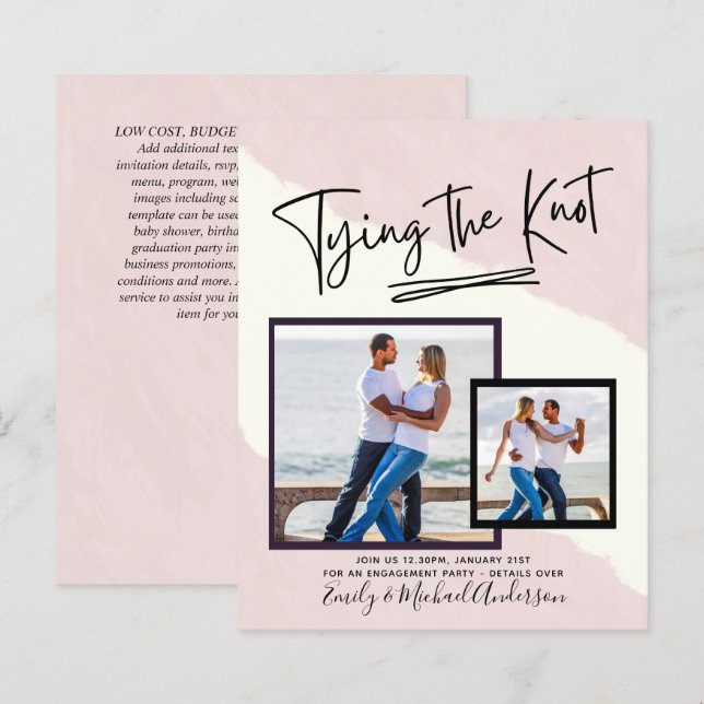 Tying The Knot - Photo Engagement Party Invitation (Front/Back)