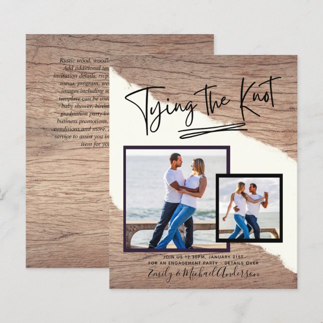 Tying The Knot - Photo Engagement Party Invitation (Front/Back)