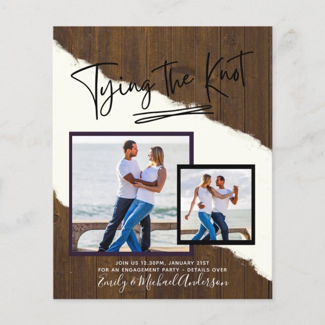 Tying The Knot - Photo Engagement Party Invitation Flyer (Front)