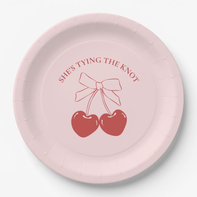 Tying the Knot Pink Coquette Paper Plates (Front)