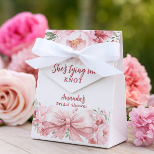 Tying the knot pink florals bow Bridal Shower Favor Boxes