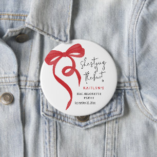 Tying the Knot Red Coquette Bow Bachelorette Party Button