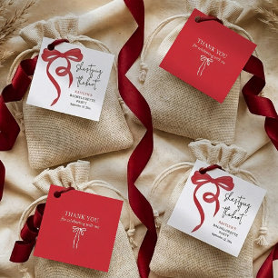 Tying the Knot Red Coquette Bow Bachelorette Party Favor Tags
