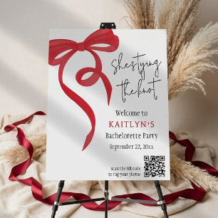 Tying the Knot Red Coquette Bow Bachelorette Party Foam Board