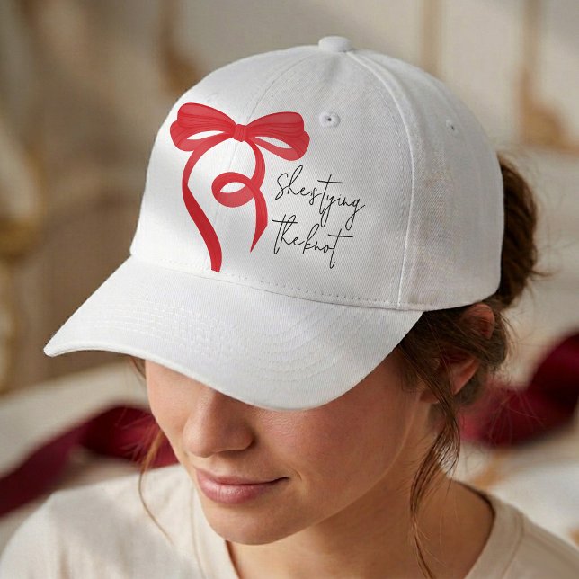 Tying the Knot Red Coquette Bow Bachelorette Party Hat (Creator Uploaded)