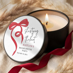 Tying the Knot Red Coquette Bow Bachelorette Party Mini Candle Favors