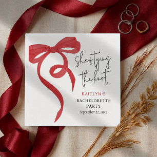 Tying the Knot Red Coquette Bow Bachelorette Party Napkins