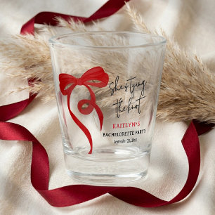 Tying the Knot Red Coquette Bow Bachelorette Party Shot Glass