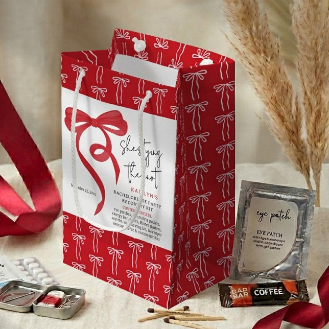 Tying the Knot Red Coquette Bow Bachelorette Party Small Gift Bag (Creator Uploaded)