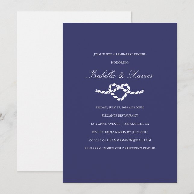 Tying The Knot | Rehearsal Dinner Invitation (Front/Back)
