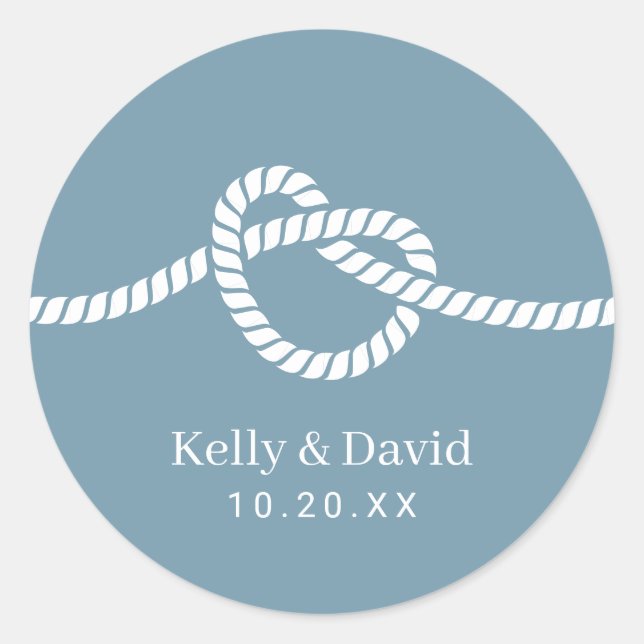 Tying the Knot Rope Heart Dusty Blue Wedding Seal (Front)