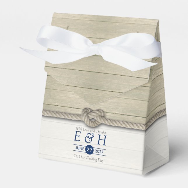 Tying The Knot Rustic Beach Wedding Favor Boxes (Front Side)